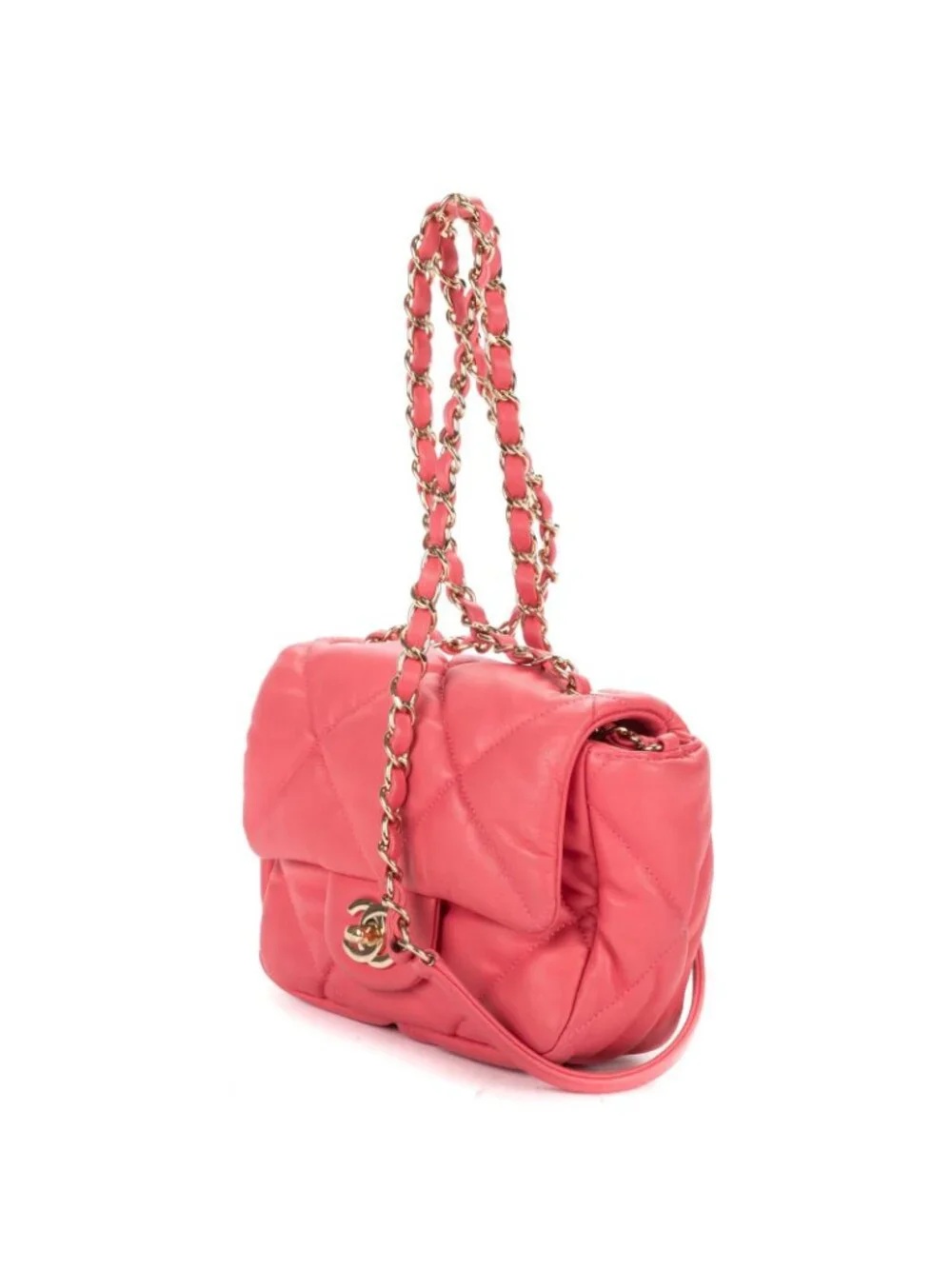 Chanel Mini Classic Chain Crossbody Flap Bag Pink Quilted Lambskin Leather